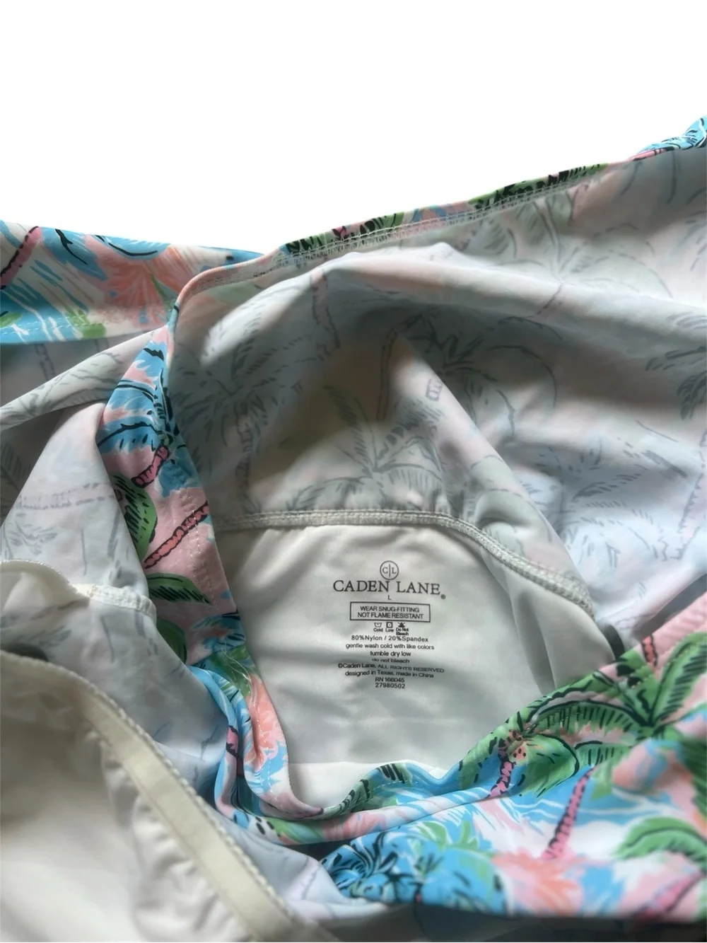 Caden Lane Criss-Cross One-Piece Swimsuit in Pastel Palms | Large NWT